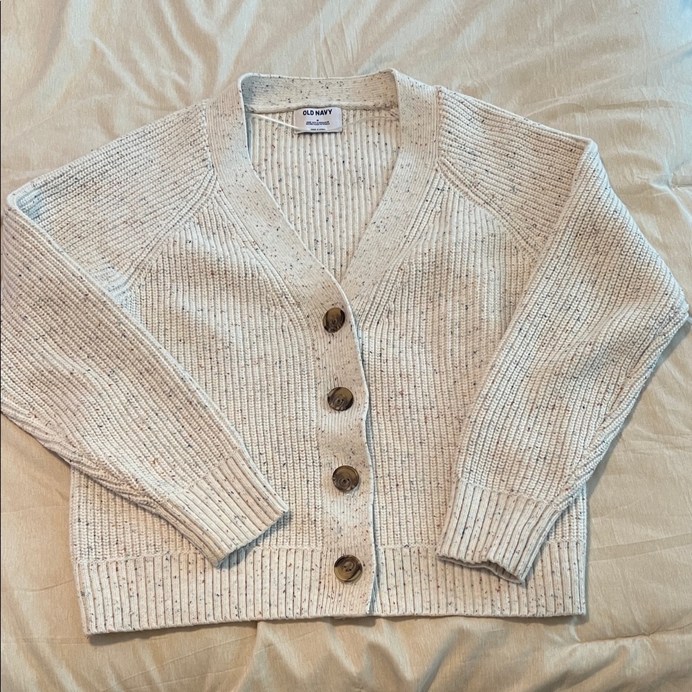 Old Navy Speckled Cream Cardigan